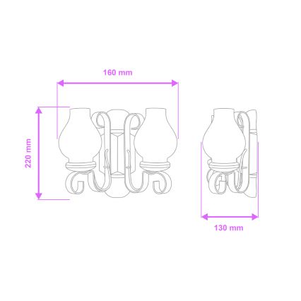 Brilagi - Fali lámpa RUSTIC 2xE14/40W/230V bükkfa/dió