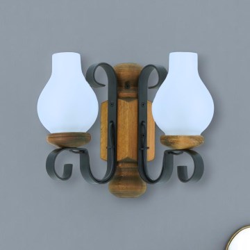 Brilagi - Fali lámpa RUSTIC 2xE14/40W/230V bükkfa