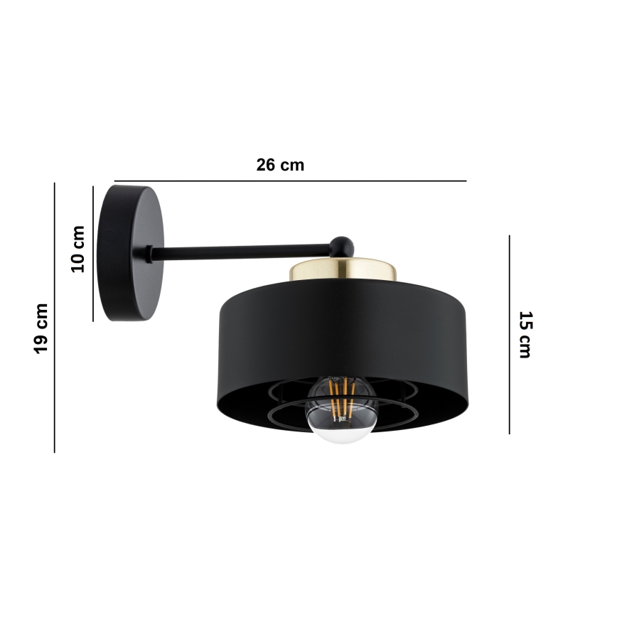 Brilagi - Fali lámpa SPRING 1xE27/60W/230V fekete/arany
