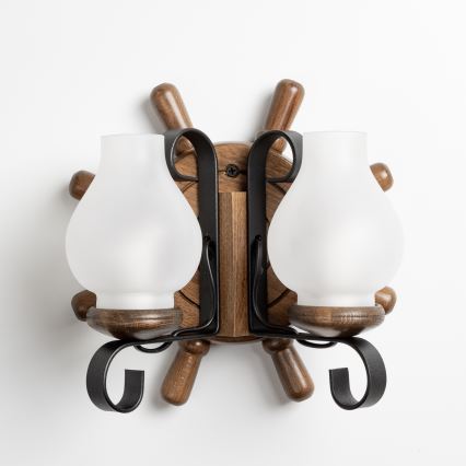 Brilagi - Fali lámpa TIMONA 2xE14/40W/230V bükkfa/dió