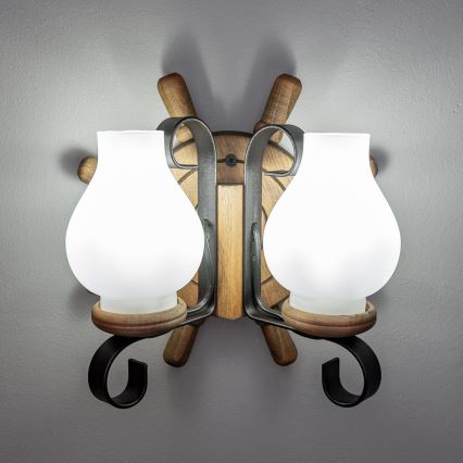 Brilagi - Fali lámpa TIMONA 2xE14/40W/230V bükkfa