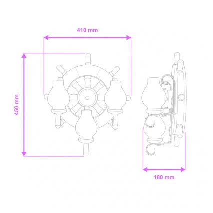 Brilagi - Fali lámpa TIMONA 3xE14/40W/230V bükkfa/dió