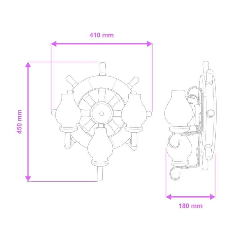 Brilagi - Fali lámpa TIMONA 3xE14/40W/230V bükkfa/dió