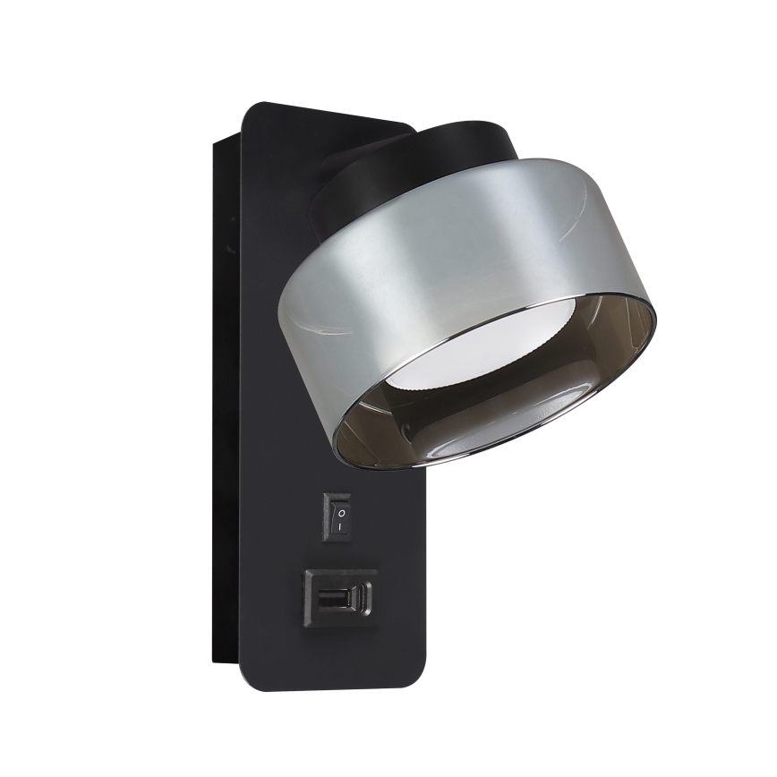 Brilagi - Fali lámpa USB-porttal AURA LUX 1xGX53/30W/230V fekete/füstszínű