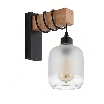 Brilagi - Fali lámpa WOOD GLASS 1xE27/60W/230V fenyő/fekete/fehér