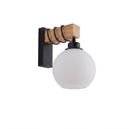 Brilagi - Fali lámpa WOOD GLASS 1xE27/60W/230V fenyő/fekete/fehér