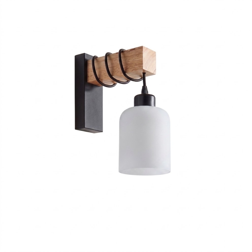 Brilagi - fali lámpatest WOOD GLASS 1xE27/60W/230V fenyő/fekete/fehér