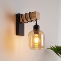 Brilagi - Fali lámpatest WOOD GLASS 1xE27/60W/230V fenyő/fekete/füstbarna