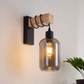Brilagi - Fali lámpatest WOOD GLASS 1xE27/60W/230V fenyő/fekete/füstszürke