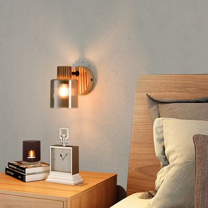 Brilagi - Fali spotlámpa HYGGE 1xE14/15W/230V fa/füstszínű