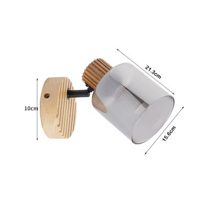 Brilagi - Fali spotlámpa HYGGE 1xE14/15W/230V fa/füstszínű