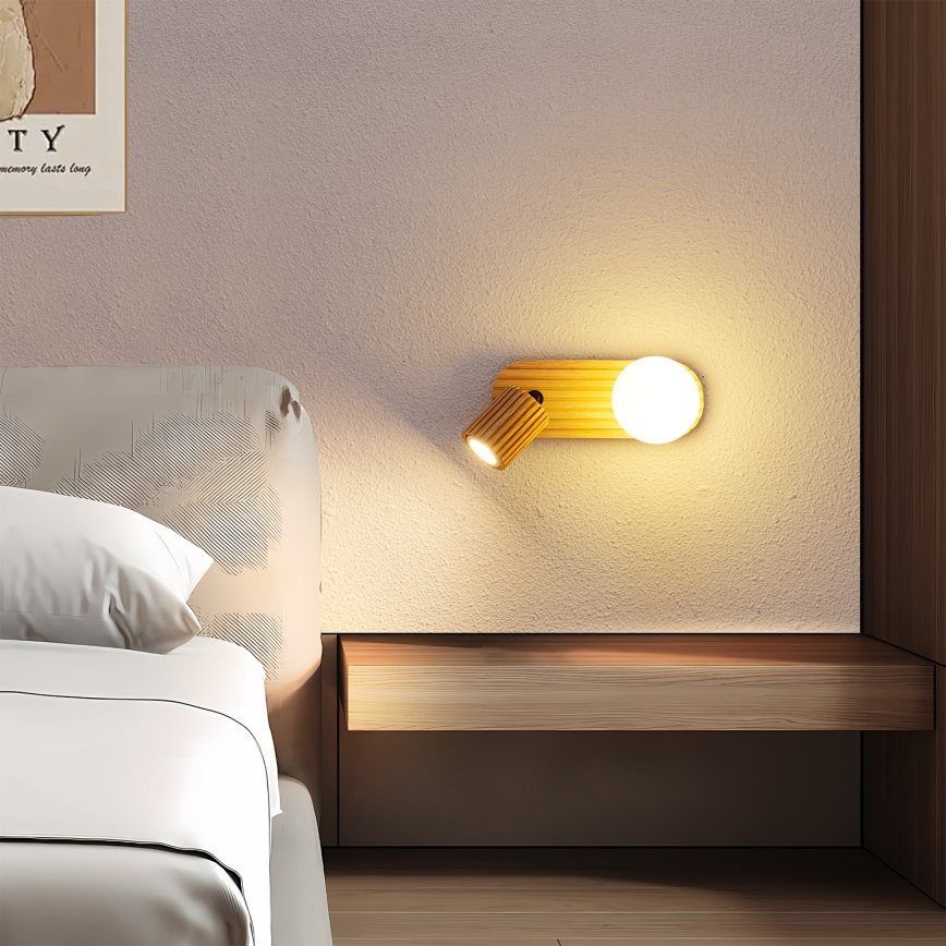 Brilagi - Falra szerelhető spotlámpa MODERN WOOD 1xG9/5W/230V + 1xGU10/8W fa