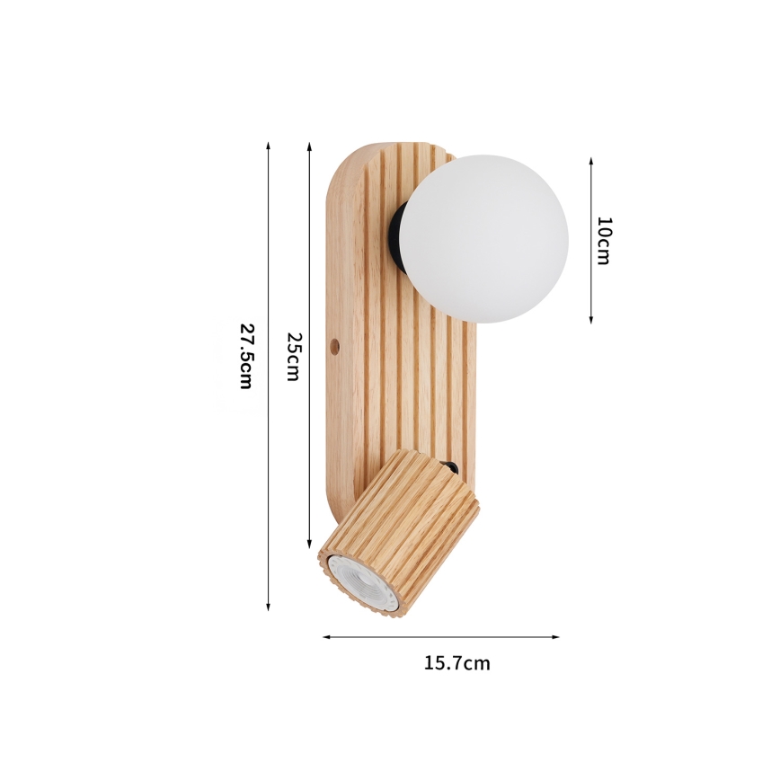 Brilagi - Falra szerelhető spotlámpa MODERN WOOD 1xG9/5W/230V + 1xGU10/8W fa