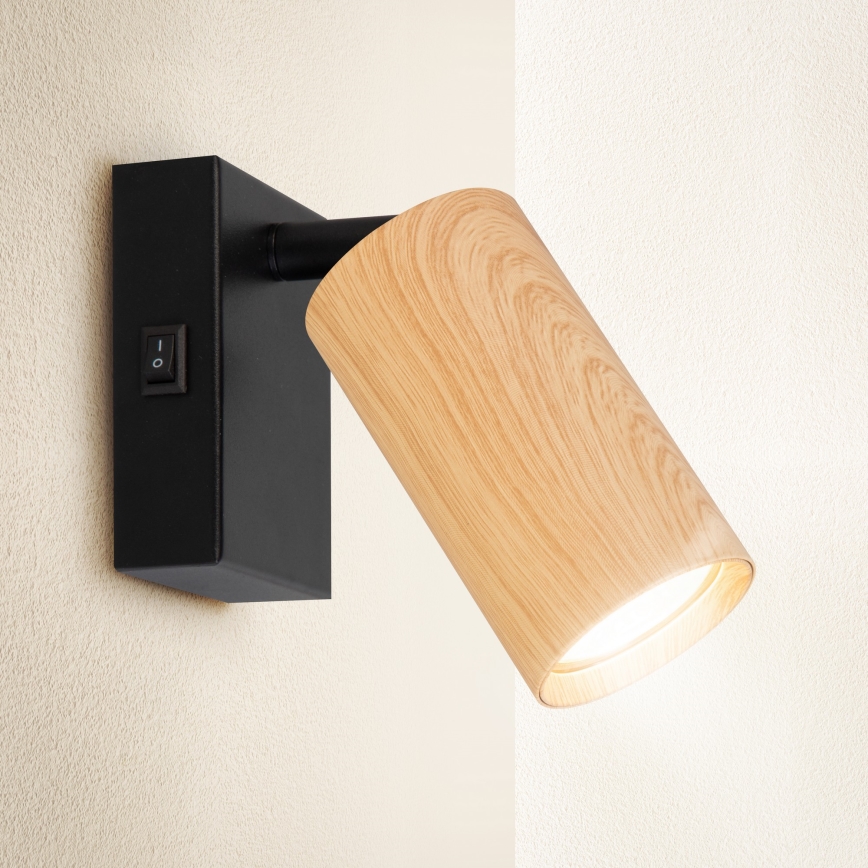 Brilagi - Fali spotlámpa SELE 1xGU10/30W/230V fekete/tölgy dekor