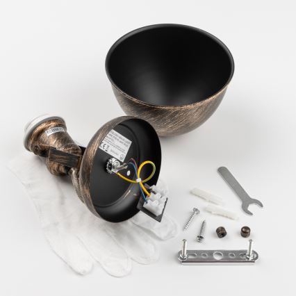 Brilagi - Fali spotlámpa TECHNO 1xE27/60W/230V bronz/patinás