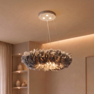 Brilagi - FEATHER LED csillár kábelen 3xE27/40W/230V + 3xLED/3W, átm. 50 cm, szürke