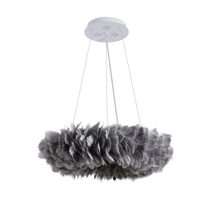 Brilagi - FEATHER LED csillár kábelen 3xE27/40W/230V + 3xLED/3W, átm. 50 cm, szürke