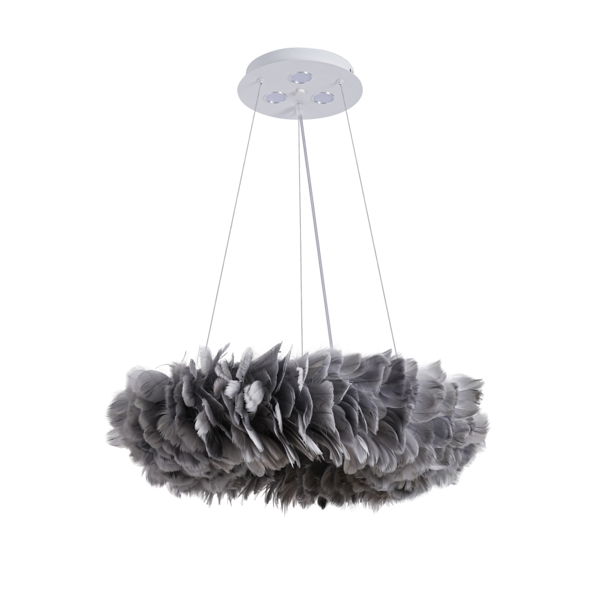Brilagi - FEATHER LED csillár kábelen 3xE27/40W/230V + 3xLED/3W, átm. 50 cm, szürke