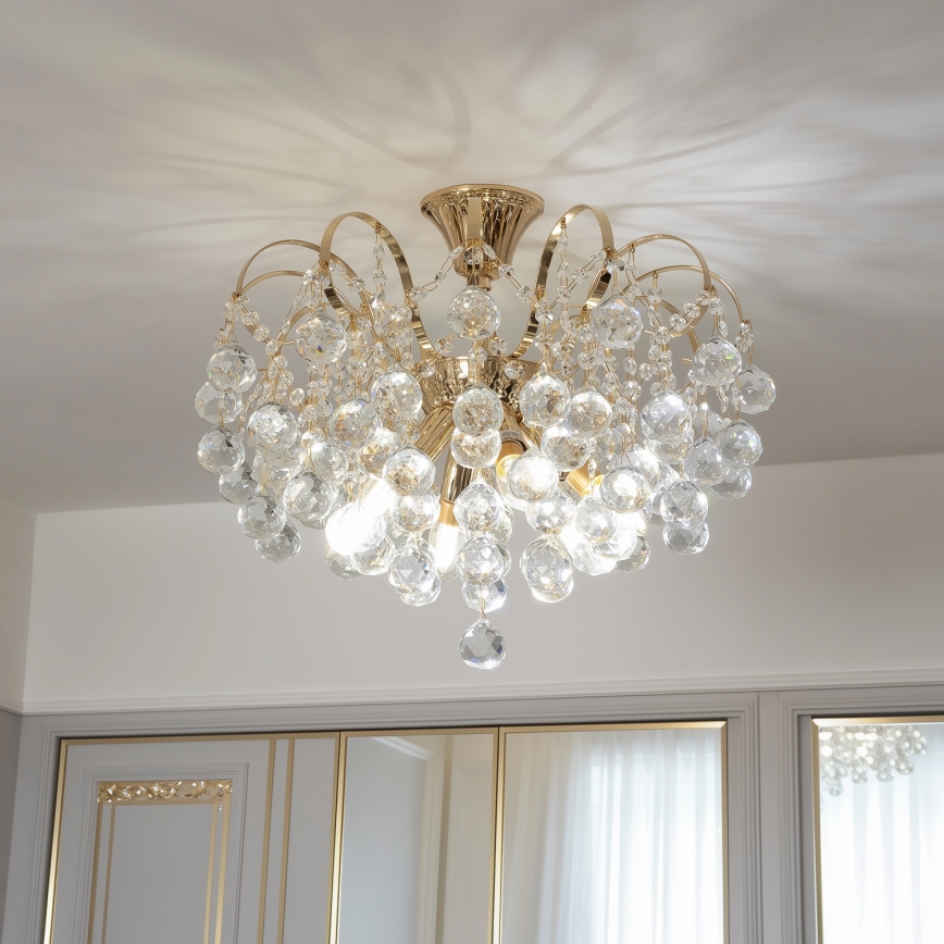 Brilagi - Felületre szerelhető csillár CRYSTAL 6xE14/60W/230V arany