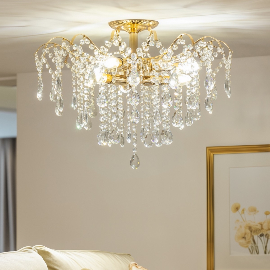 Brilagi - Felületre szerelhető csillár CRYSTAL 6xE14/60W/230V arany