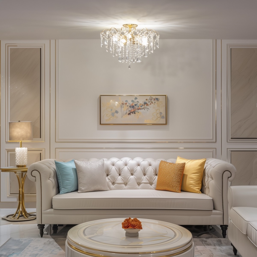 Brilagi - Felületre szerelhető csillár CRYSTAL 6xE14/60W/230V arany