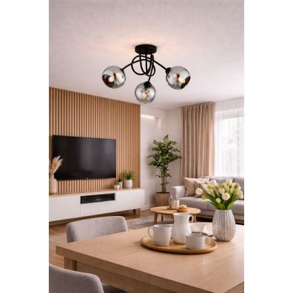 Brilagi - Felületre szerelhető csillár DIOR 3xE27/60W/230V fekete/füstszürke
