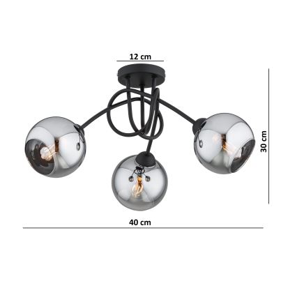 Brilagi - Felületre szerelhető csillár DIOR 3xE27/60W/230V fekete/füstszürke