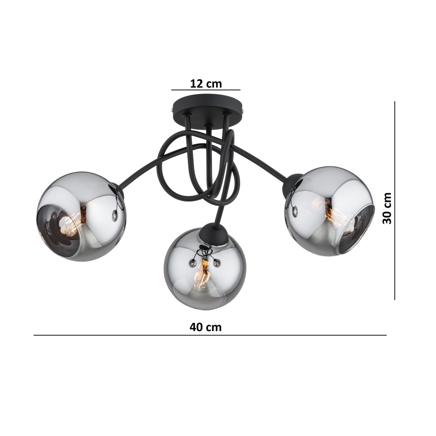 Brilagi - Felületre szerelhető csillár DIOR 3xE27/60W/230V fekete/füstszürke