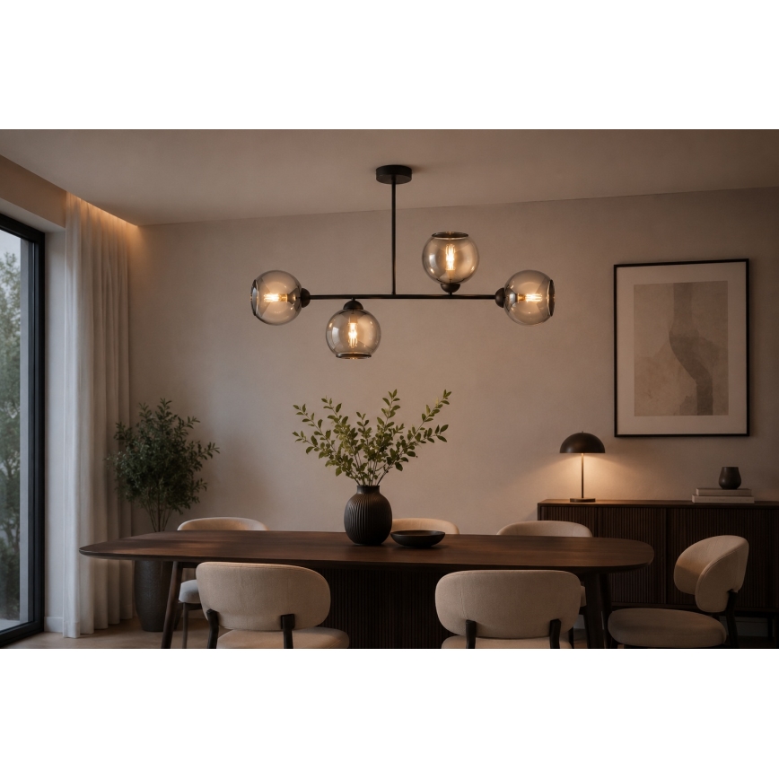 Brilagi - Felületre szerelhető csillár DIOR 4xE27/60W/230V fekete/füstszürke