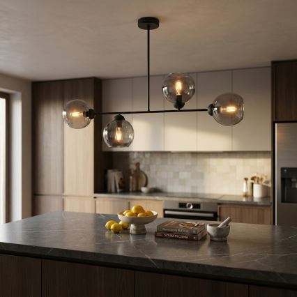 Brilagi - Felületre szerelhető csillár DIOR 4xE27/60W/230V fekete/füstszürke