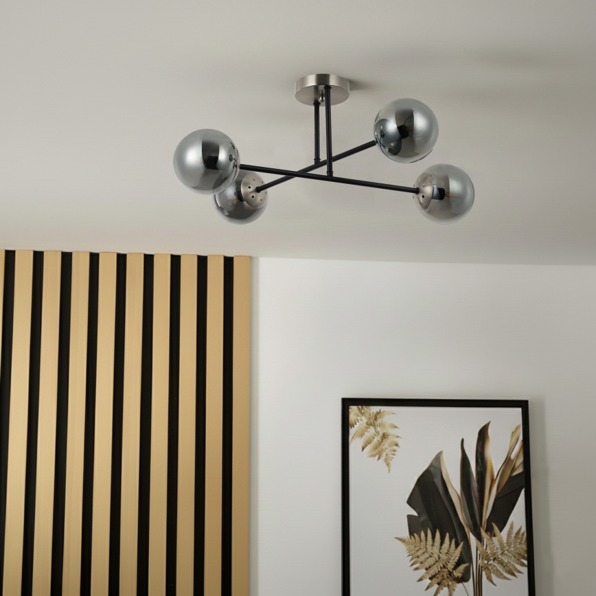 Brilagi - Felületre szerelhető csillár MALIVA 4xE14/15W/230V matt króm/füstszínű