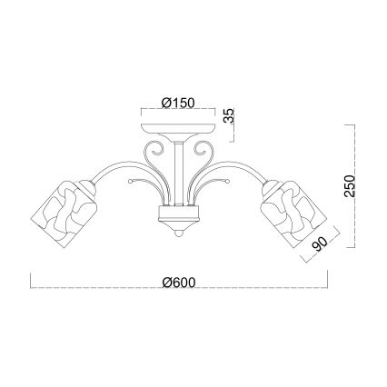 Brilagi - Felületre szerelhető csillár MEGAPOLIS 3xE14/60W/230V arany