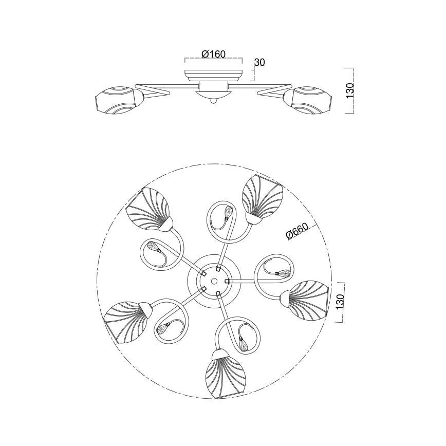 Brilagi - Felületre szerelhető csillár MEGAPOLIS 5xE14/60W/230V arany