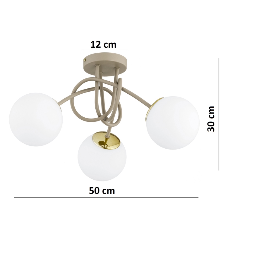 Brilagi - Felületre szerelhető csillár MILO ECRU 3xE27/60W/230V bézs/arany