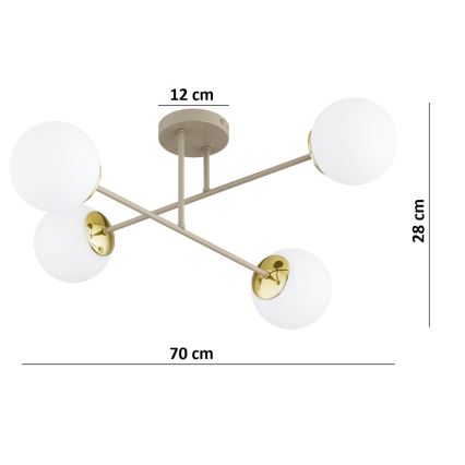 Brilagi - Felületre szerelhető csillár MILO ECRU 4xE27/60W/230V, bézs/arany