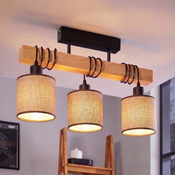 Brilagi - Felületre szerelhető csillár NUBILA 3xE27/60W/230V fenyő/barna