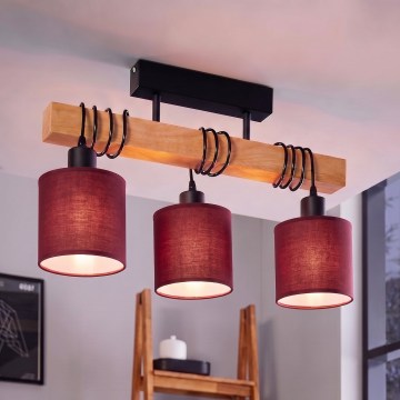 Brilagi - Felületre szerelhető csillár NUBILA 3xE27/60W/230V fenyő/pompeji vörös