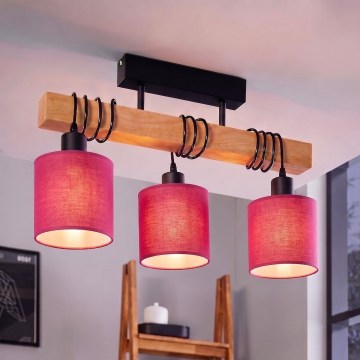 Brilagi - Felületre szerelhető csillár NUBILA 3xE27/60W/230V fenyő/rózsaszín