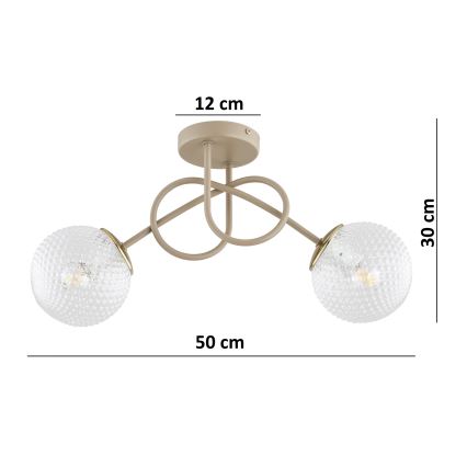 Brilagi - Felületre szerelhető csillár STELLA 2xE27/60W/230V bézs/arany