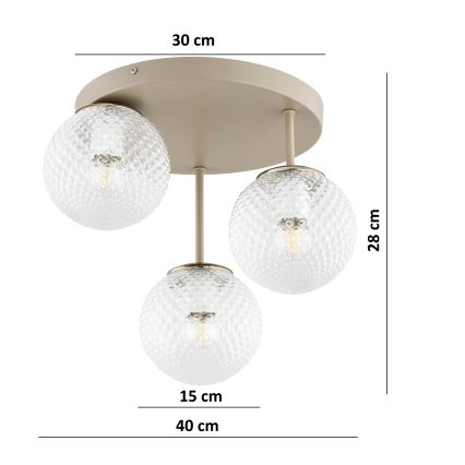 Brilagi - Felületre szerelhető csillár STELLA 3xE27/60W/230V bézs/arany