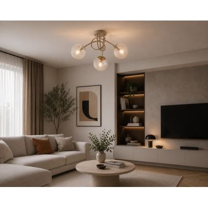 Brilagi - Felületre szerelhető csillár STELLA 3xE27/60W/230V bézs/arany
