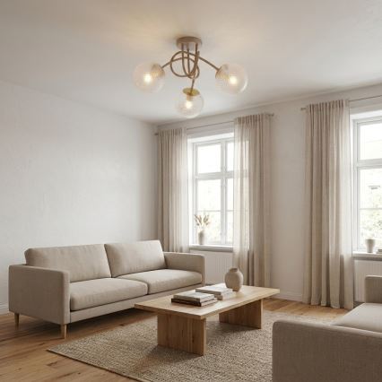 Brilagi - Felületre szerelhető csillár STELLA 3xE27/60W/230V bézs/arany