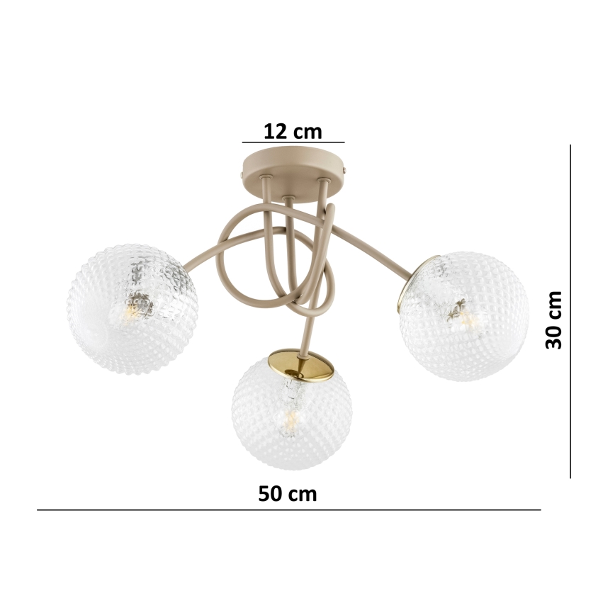 Brilagi - Felületre szerelhető csillár STELLA 3xE27/60W/230V bézs/arany