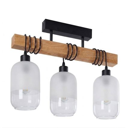 Brilagi - Felületre szerelhető csillár WOOD GLASS 3xE27/60W/230V fenyő/fekete/fehér