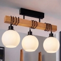 Brilagi - Felületre szerelhető csillár WOOD GLASS 3xE27/60W/230V fenyő/fekete/fehér