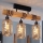 Brilagi - Felületre szerelhető csillár WOOD GLASS 3xE27/60W/230V fenyő/fekete/füstbarna