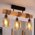 Brilagi - Felületre szerelhető csillár WOOD GLASS 3xE27/60W/230V fenyő/fekete/füstös barna