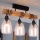 Brilagi - Felületre szerelhető csillár WOOD GLASS 3xE27/60W/230V fenyő/fekete/füstös bézs