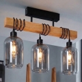 Brilagi - Felületre szerelhető csillár WOOD GLASS 3xE27/60W/230V fenyő/fekete/füstszürke