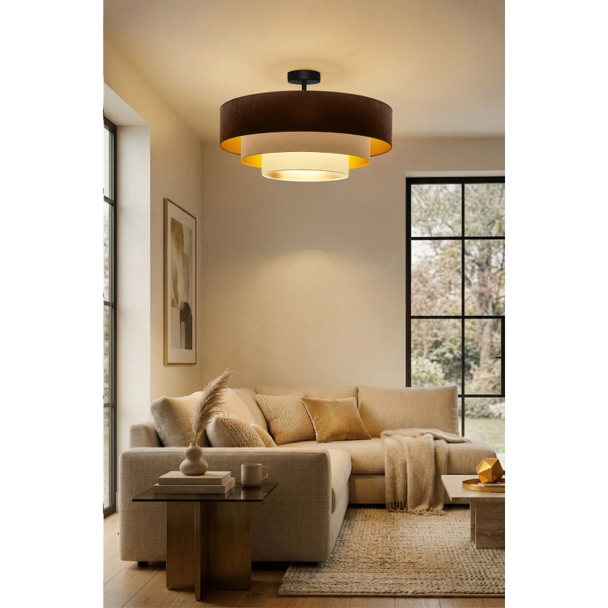 Brilagi - Felületre szerelhető LUNETA csillár 3xE27/60W/230V átm. 80 cm barna/bézs/krém